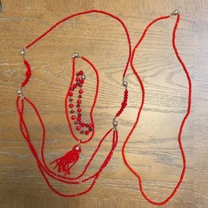 Maria Nicola red crystal bundle with silver connectors